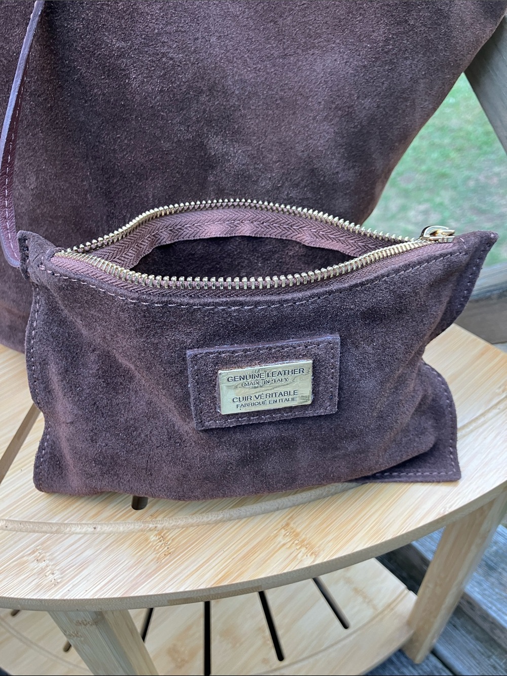 Viola Castellani Brown Suede Hobo Bag Leather Italy NWT - Picture 10 of 16